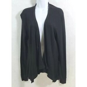 Anthropologie Left of Center M Cardigan Black Open Front Knit  Quiet Luxury